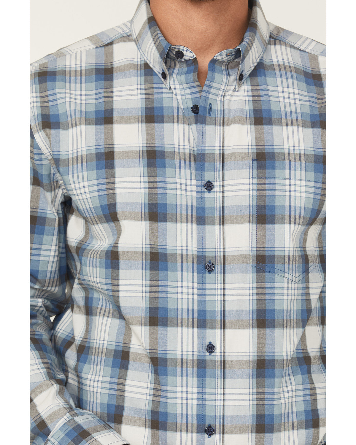 Men's Howdy Duty Plaid Print Long Sleeve Button-Down Wester Blue