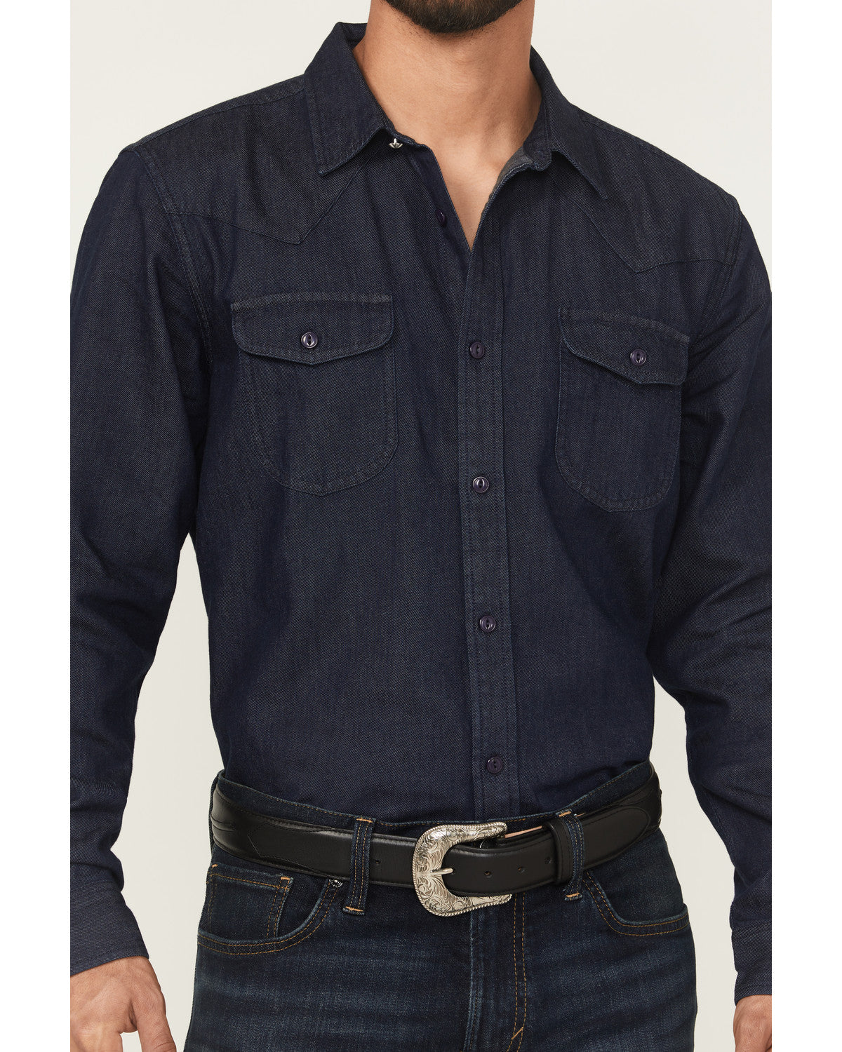 Black 1978® Men's Mamba Dark Wash Denim Long Sleeve Button- Dark Wash