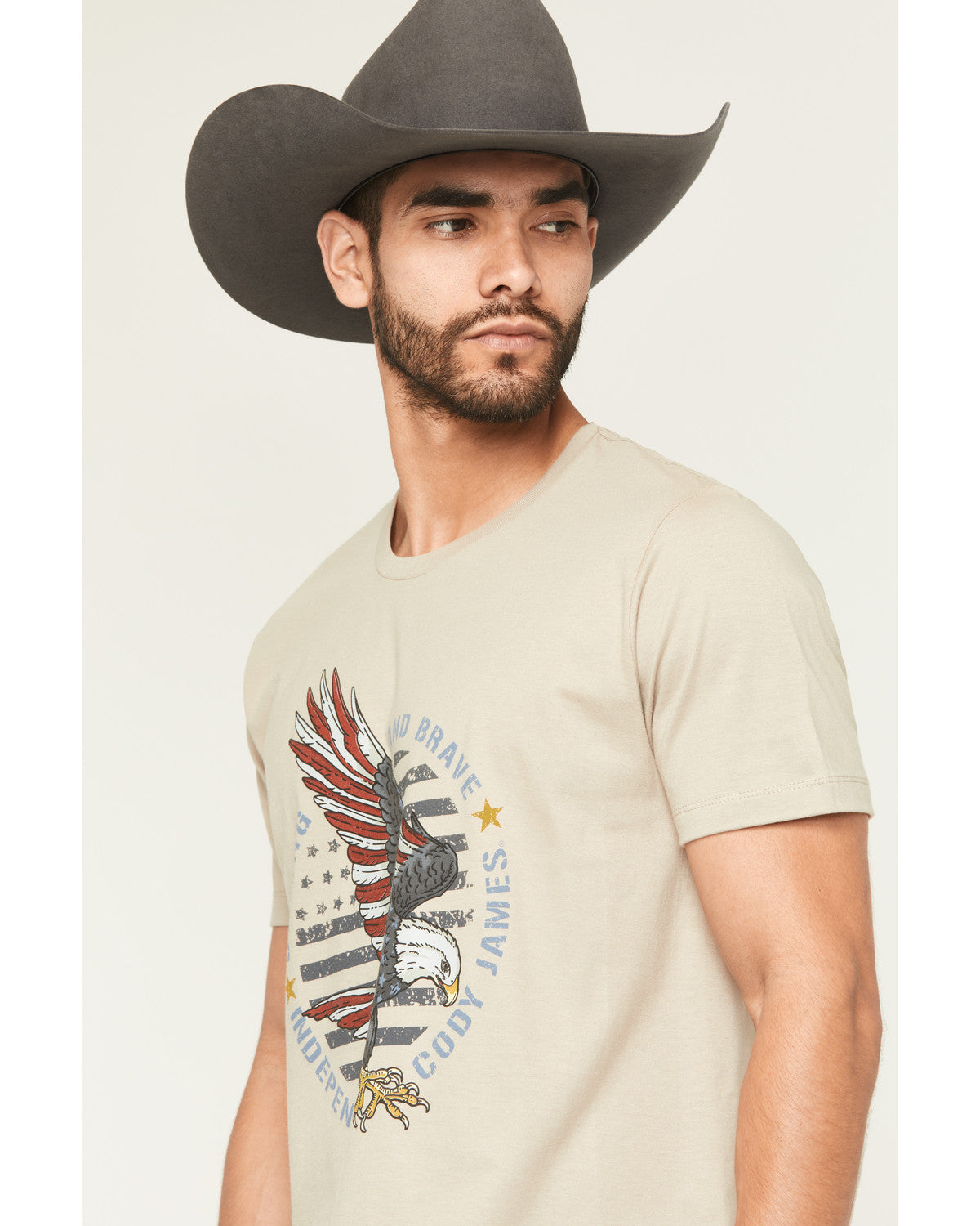 Men's Strong And Brave Short Sleeve Graphic T-Shirt Tan