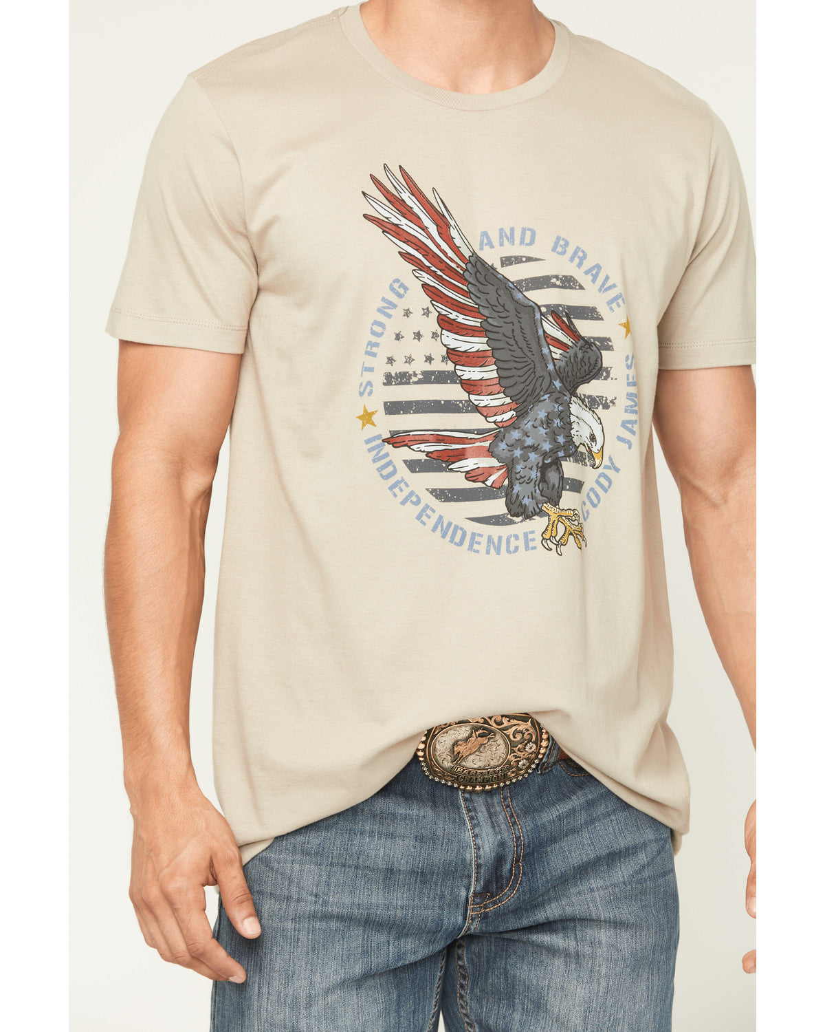 Men's Strong And Brave Short Sleeve Graphic T-Shirt Tan