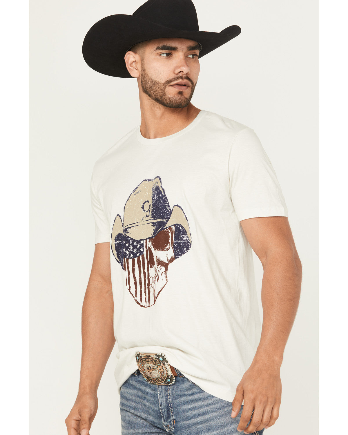 Men's Best Friend Americana Skull Short Sleeve Graphic T-Sh Cream