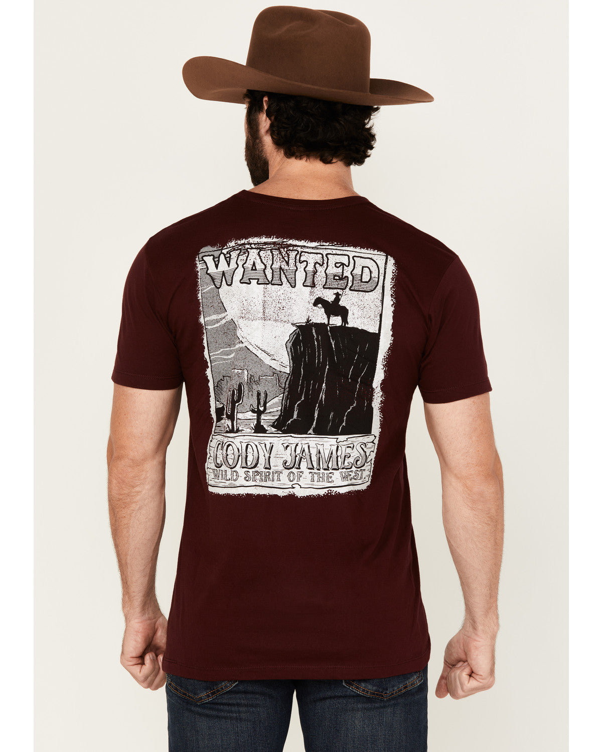 Men's Wanted Paper Short Sleeve Graphic T-Shirt Burgundy