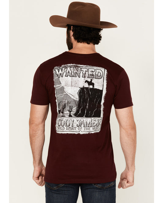 Men's Wanted Paper Short Sleeve Graphic T-Shirt Burgundy