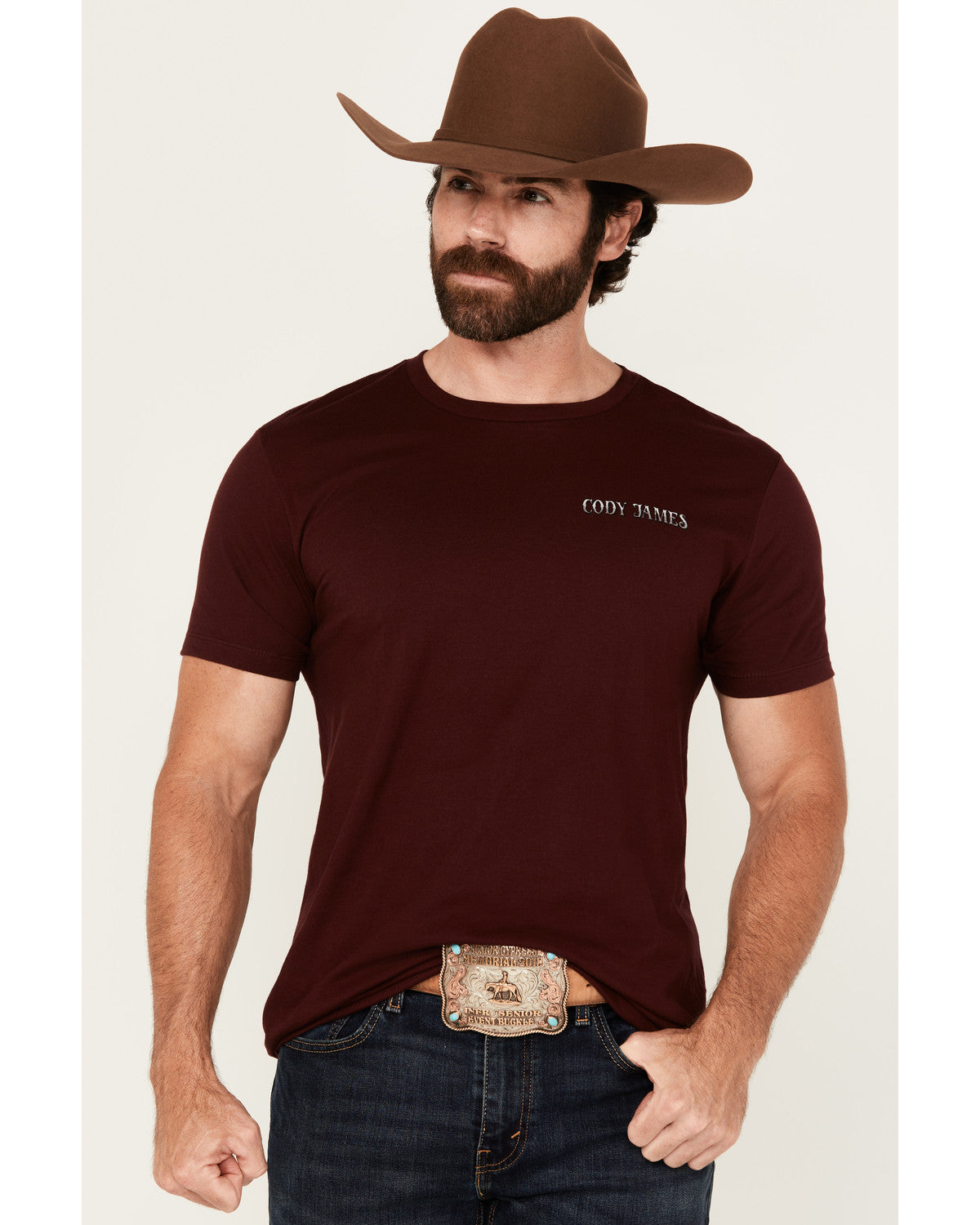Men's Wanted Paper Short Sleeve Graphic T-Shirt Burgundy