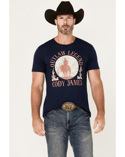 Men's Legendary Desert Cowboy Short Sleeve Graphic T-Shirt Navy