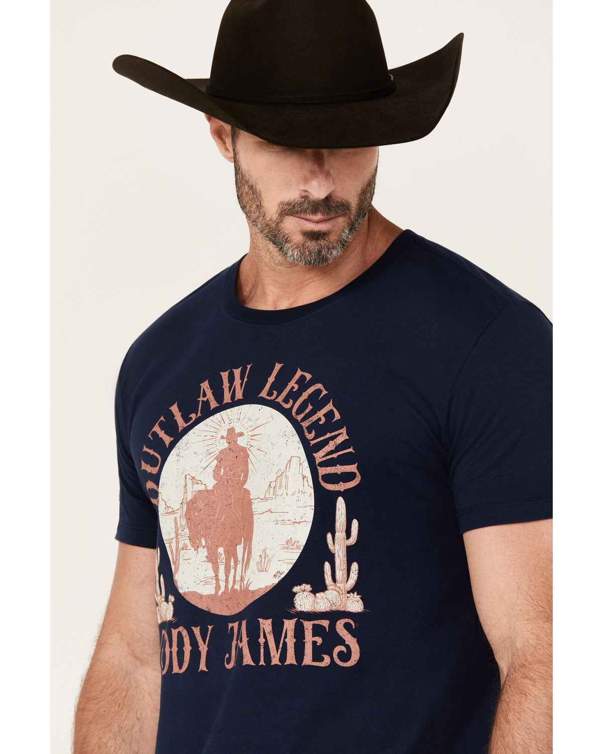 Men's Legendary Desert Cowboy Short Sleeve Graphic T-Shirt Navy