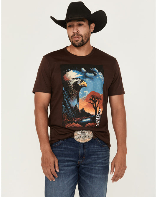 Men's Lookout Eagle Short Sleeve Graphic T-Shirt Dark Brown