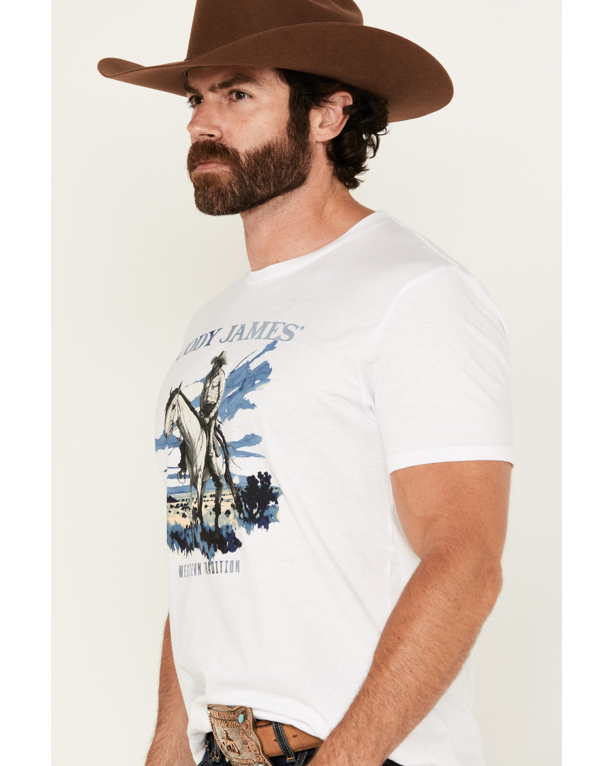 Men's Western Tradition Cowboy Short Sleeve Graphic T-Shirt White