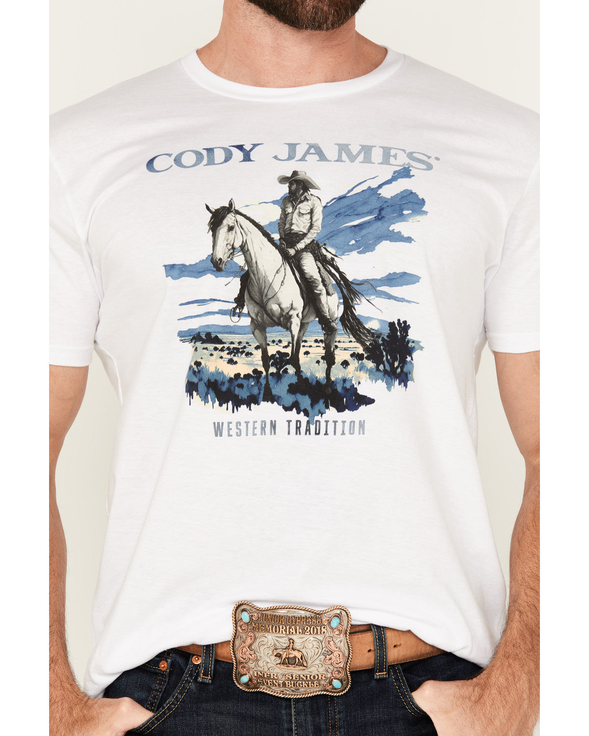 Men's Western Tradition Cowboy Short Sleeve Graphic T-Shirt White