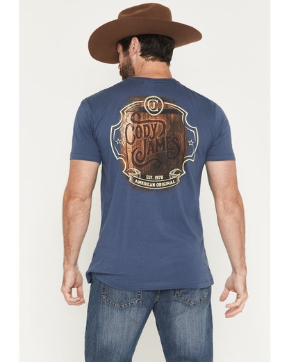 Men's Whiskey Barrel Logo Short Sleeve Graphic T-Shirt Navy