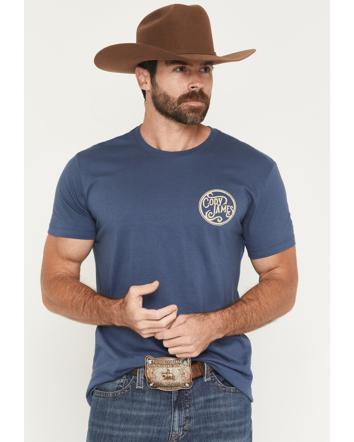 Men's Whiskey Barrel Logo Short Sleeve Graphic T-Shirt Navy