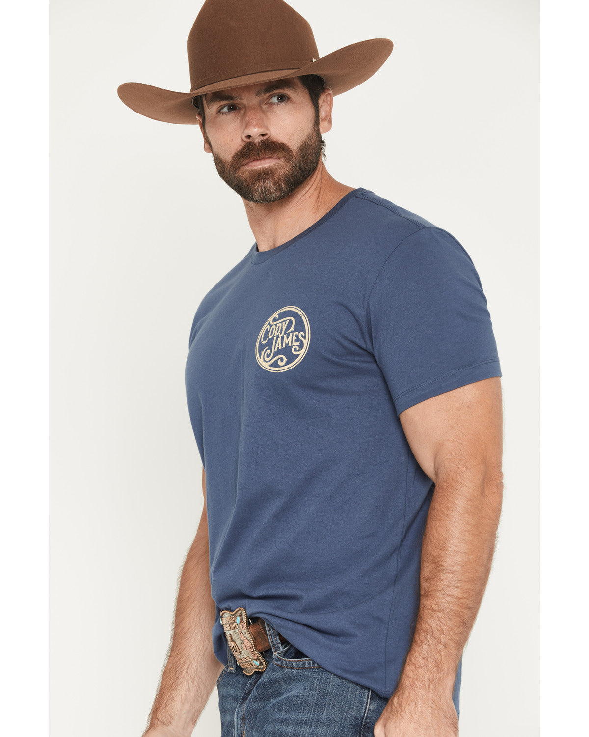 Men's Whiskey Barrel Logo Short Sleeve Graphic T-Shirt Navy