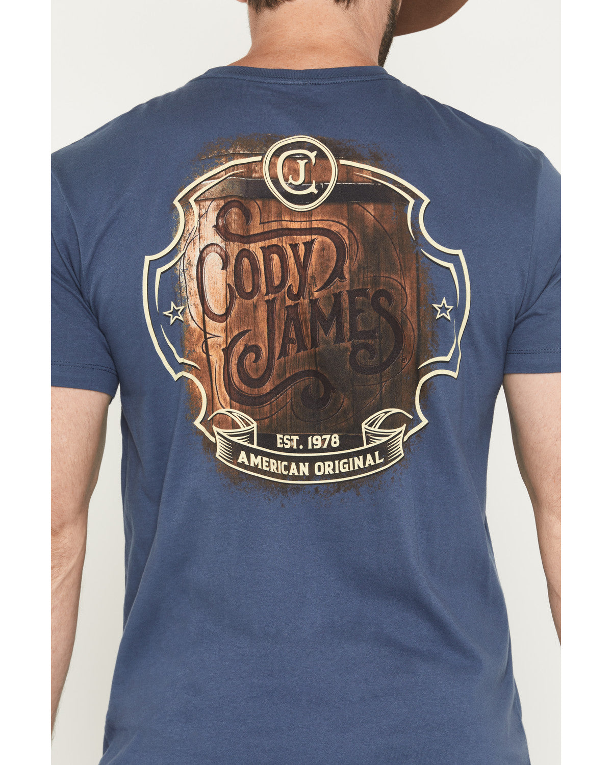 Men's Whiskey Barrel Logo Short Sleeve Graphic T-Shirt Navy