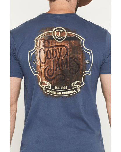 Men's Whiskey Barrel Logo Short Sleeve Graphic T-Shirt Navy