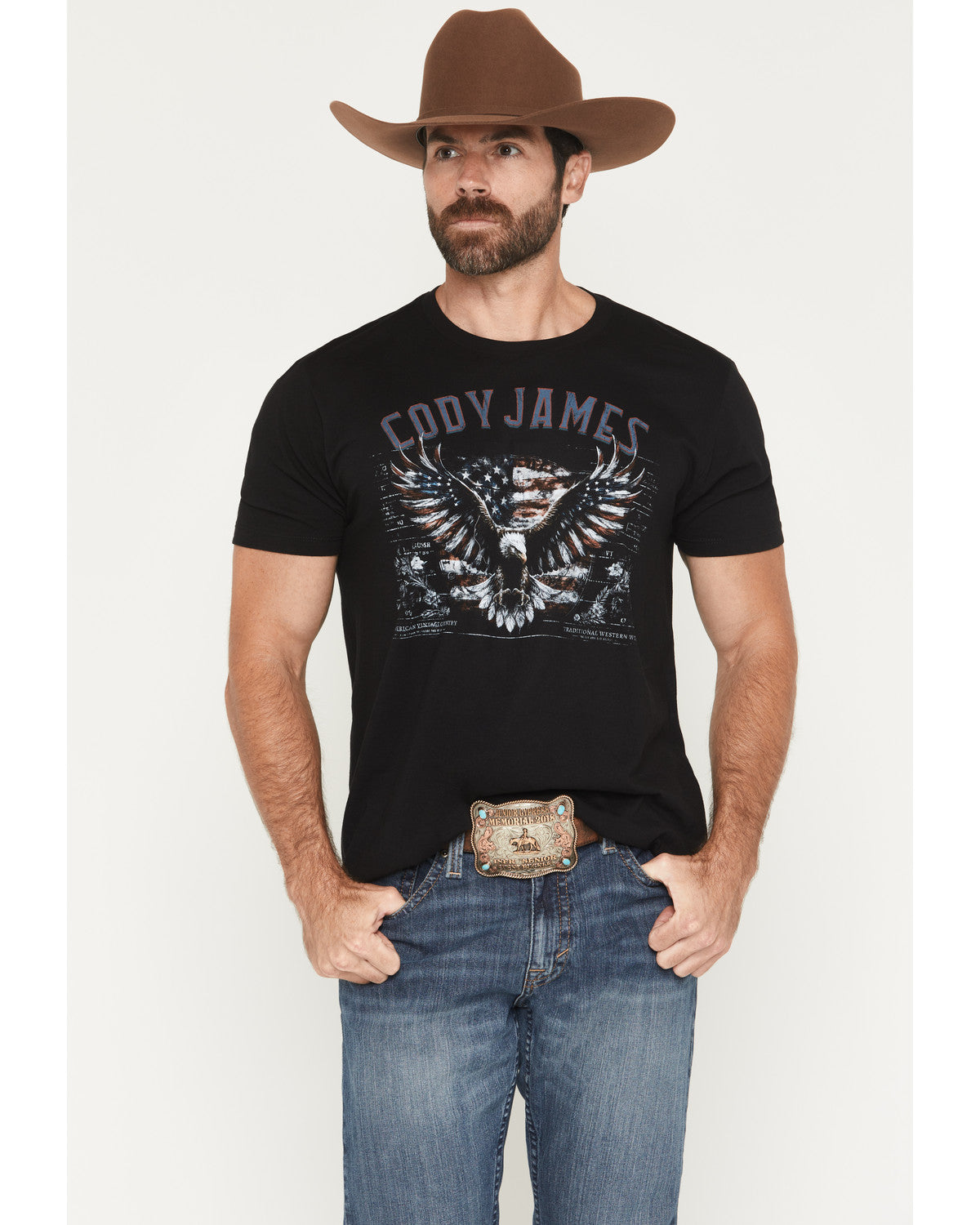 Men's Eagle Patriotic Short Sleeve Graphic T-Shirt Black