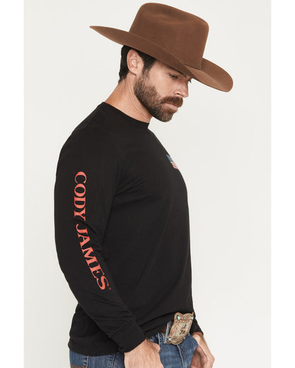 Men's Americana Logo Long Sleeve Graphic T-Shirt Black
