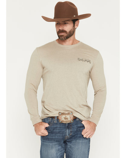 Men's Cowboy Sunset Long Sleeve Graphic T-Shirt Tan
