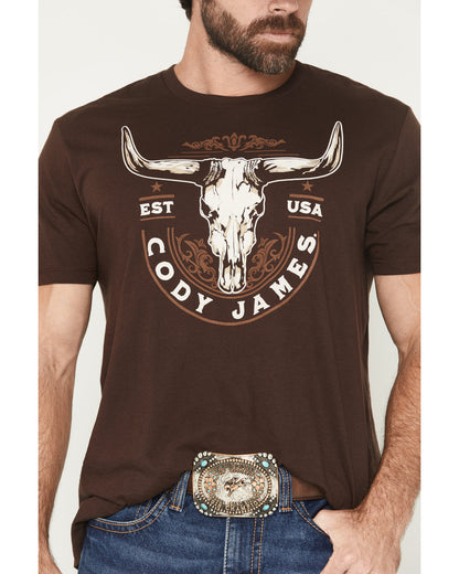 Men's USA Steerehead Short Sleeve Graphic T-Shirt Dark Brown