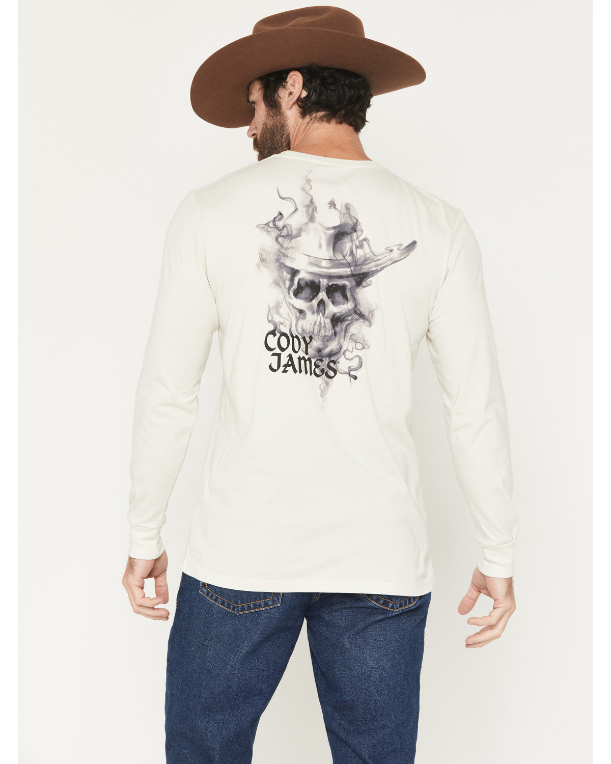 Men's Smoke Skeleton Long Sleeve Graphic T-Shirt Natural