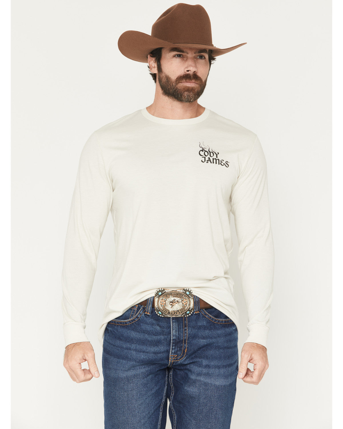 Men's Smoke Skeleton Long Sleeve Graphic T-Shirt Natural