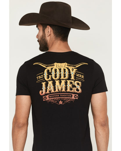 Men's Steer Head Logo Short Sleeve Graphic T-Shirt Black