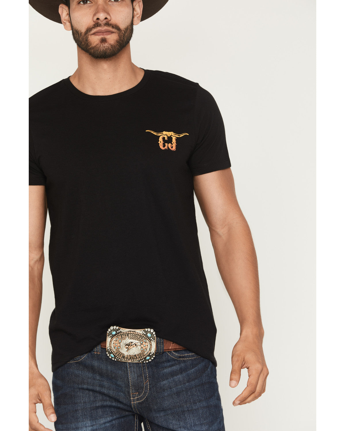 Men's Steer Head Logo Short Sleeve Graphic T-Shirt Black
