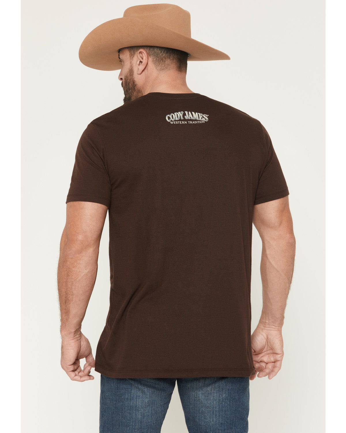 Men's Scenic Skull Head Short Sleeve Graphic T-Shirt Dark Brown