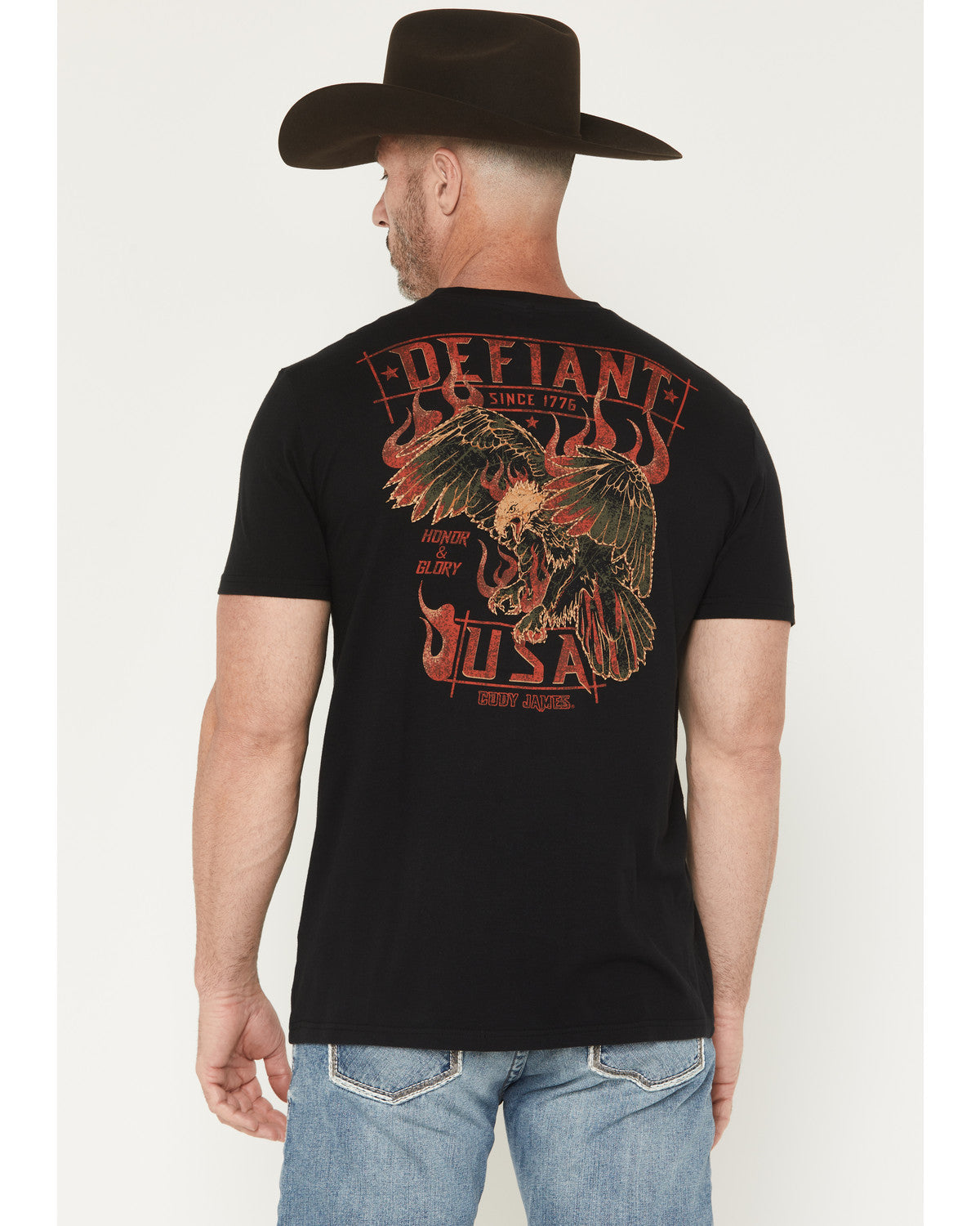 Men's Honor and Glory Eagle Embroidered Short Sleeve Graphi Black