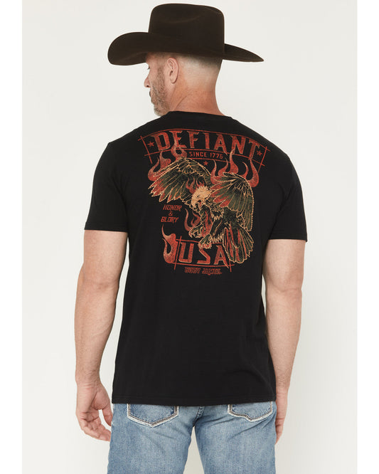 Men's Honor and Glory Eagle Embroidered Short Sleeve Graphi Black