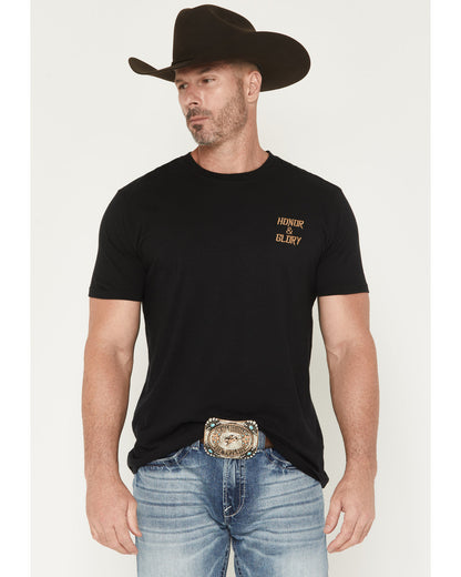 Men's Honor and Glory Eagle Embroidered Short Sleeve Graphi Black
