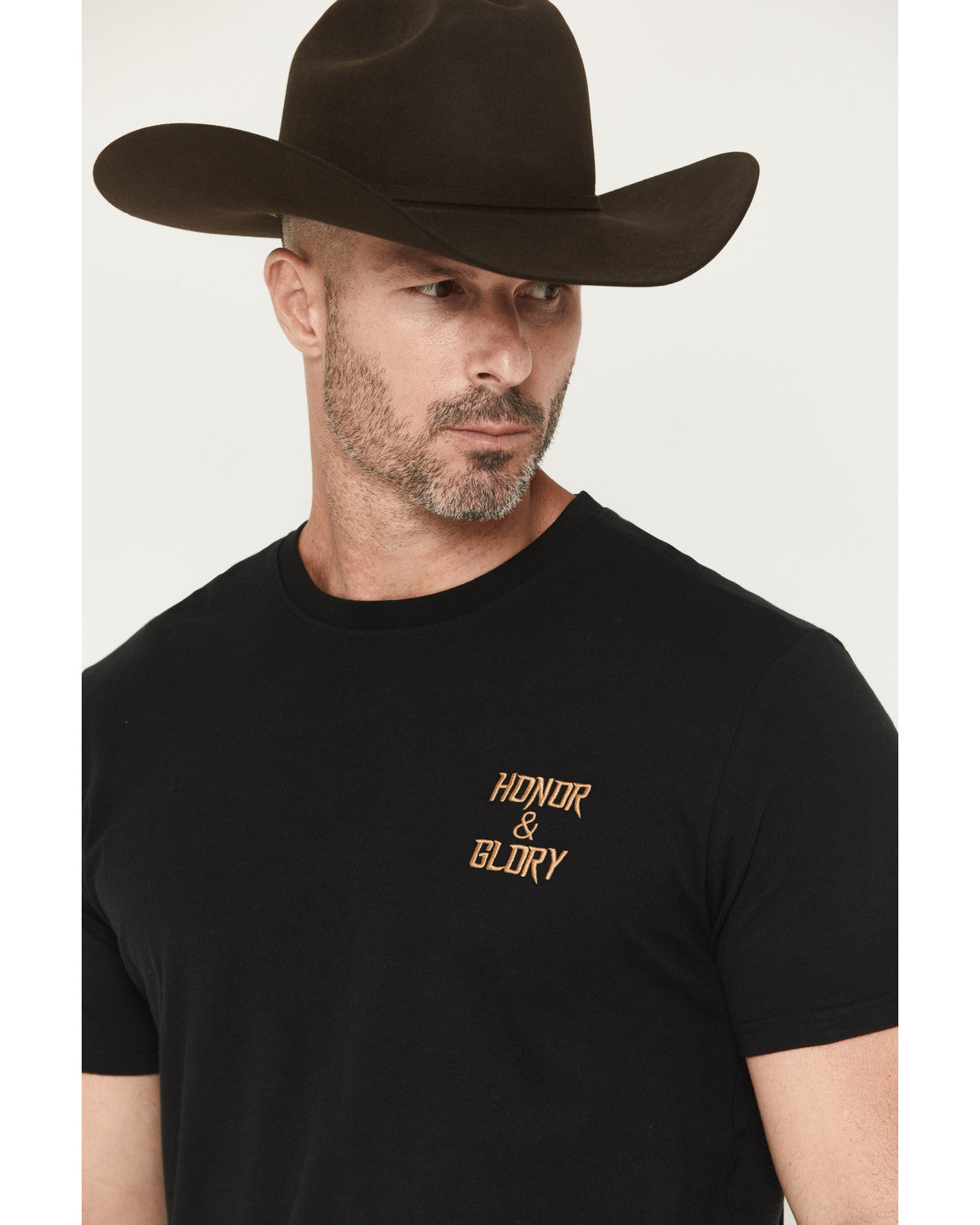 Men's Honor and Glory Eagle Embroidered Short Sleeve Graphi Black