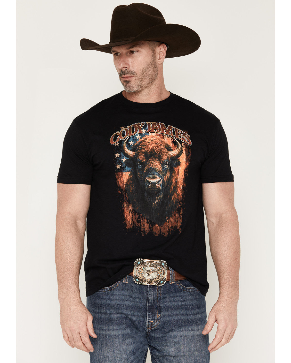 Men's Americana Bull Short Sleeve Graphic T-Shirt Black