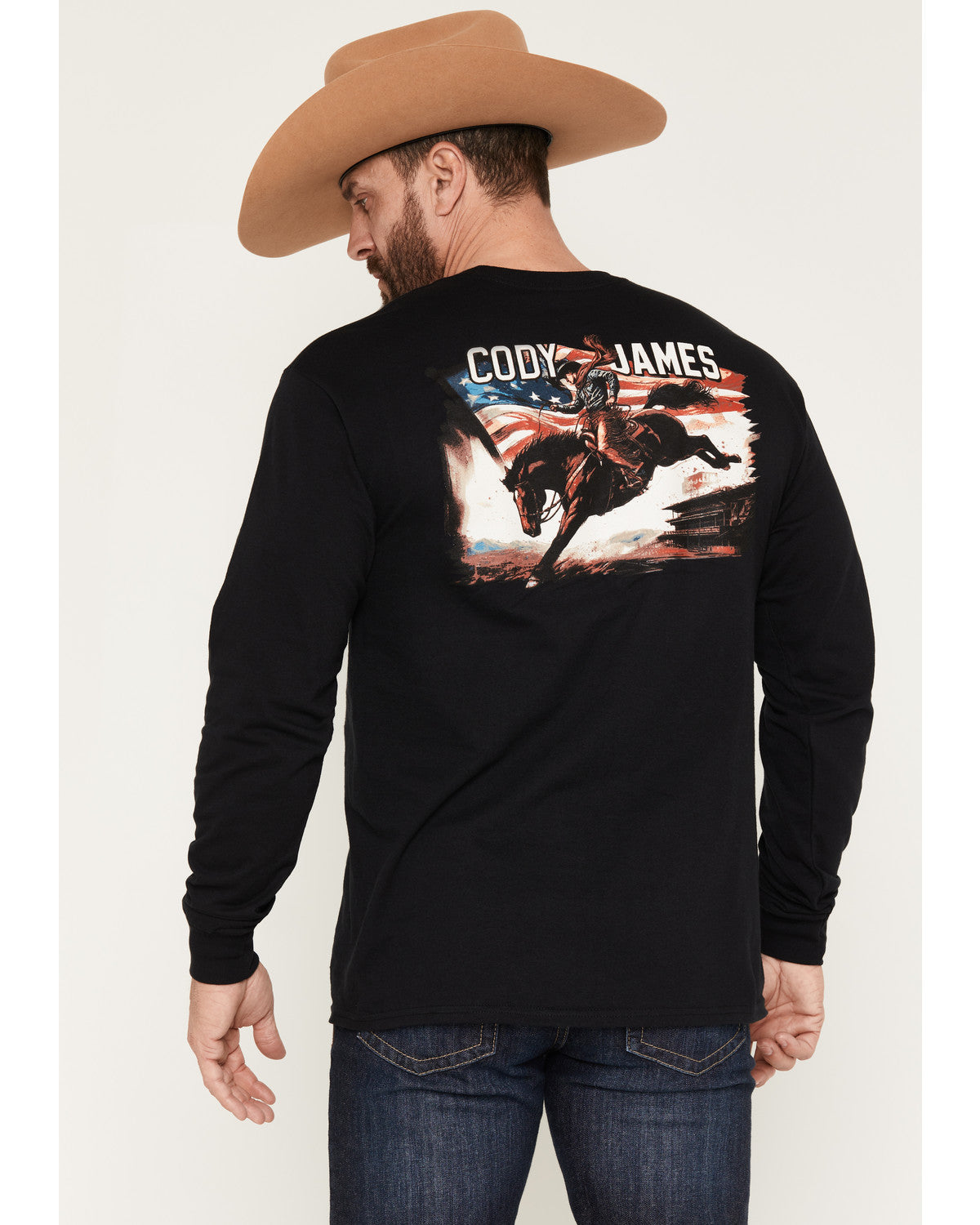Men's American Legend Long Sleeve Graphic T-Shirt Black