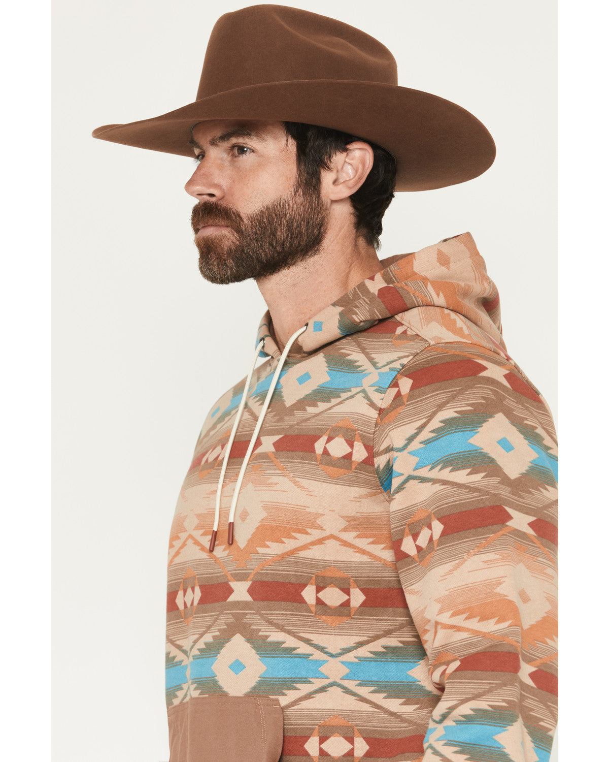 Men's Denver Southwestern Print Hooded Sweatshirt Brown