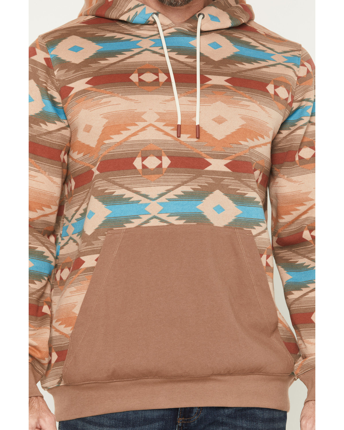 Men's Denver Southwestern Print Hooded Sweatshirt Brown