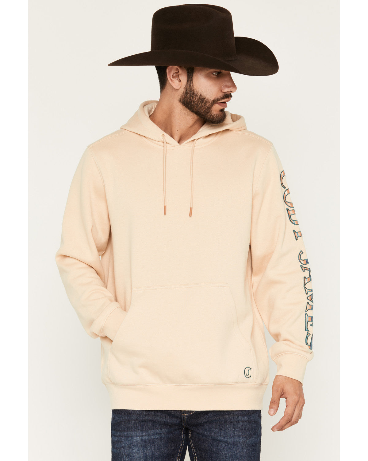 Men's Origin Logo Embroidered Hooded Sweatshirt Tan
