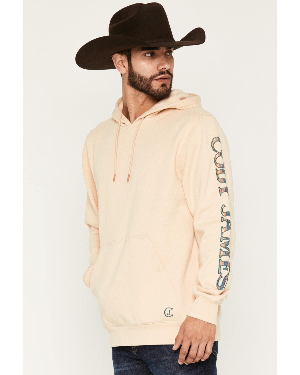 Men's Origin Logo Embroidered Hooded Sweatshirt Tan