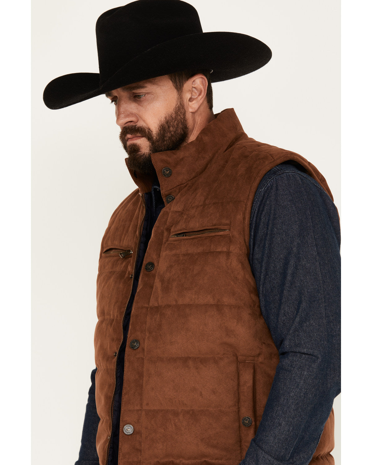 Men's Faux Suede Puffer Vest Camel