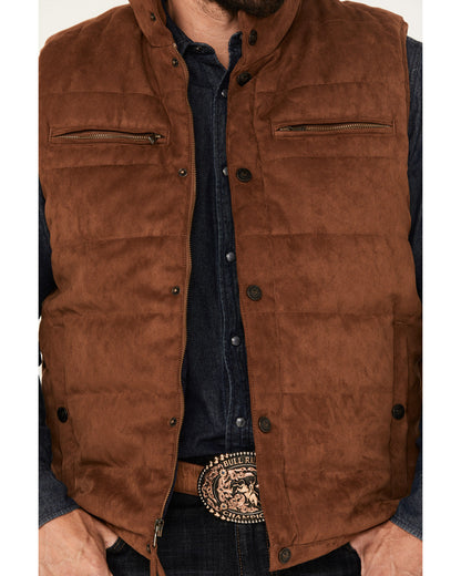 Men's Faux Suede Puffer Vest Camel