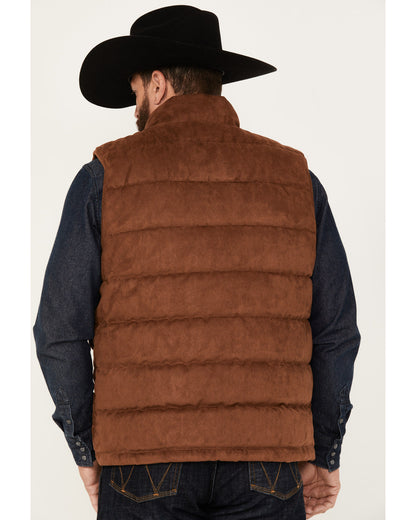Men's Faux Suede Puffer Vest Camel