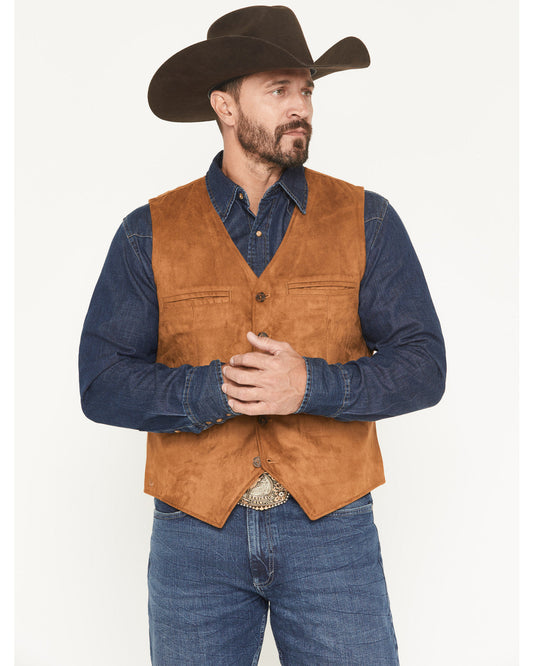 Men's Howard Faux Suede Button-Down Vest Camel