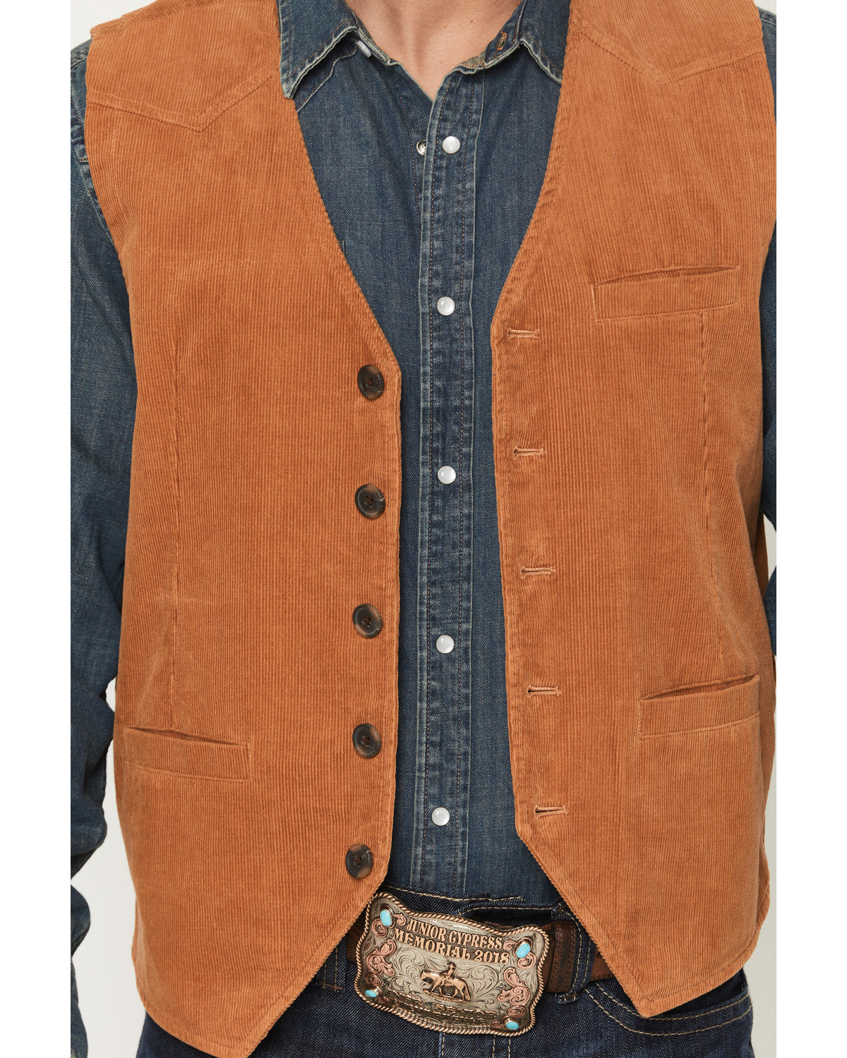 Men's William Corduroy Button-Down Vest Tan