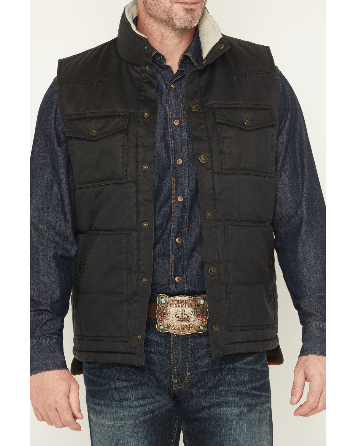 Men's Oil Slick Snap Lined Vest Black