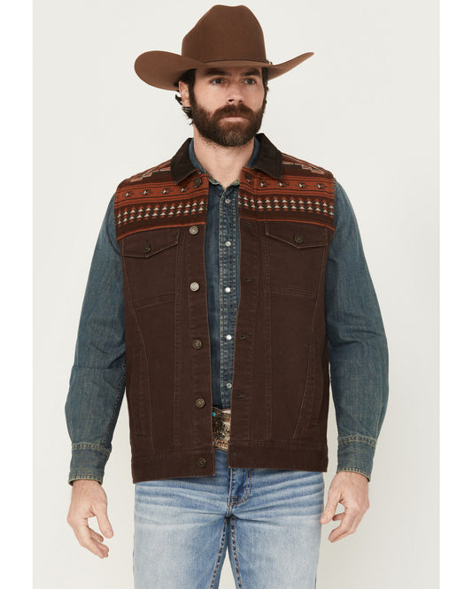 Men's Iroquois Southwestern Trucker Vest Brown
