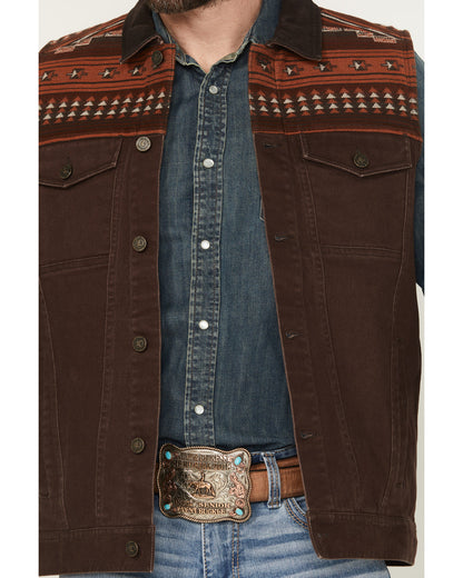 Men's Iroquois Southwestern Trucker Vest Brown
