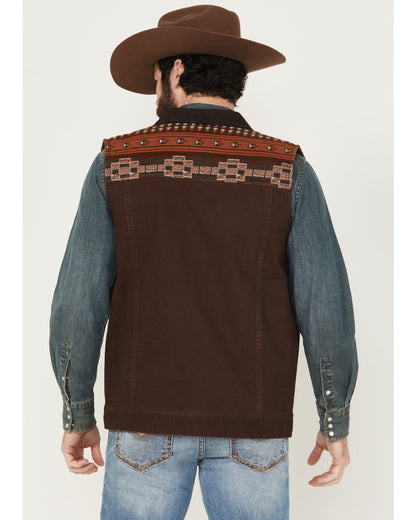 Men's Iroquois Southwestern Trucker Vest Brown