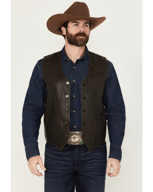 Men's Durango Button-Down Faux Leather Vest Brown