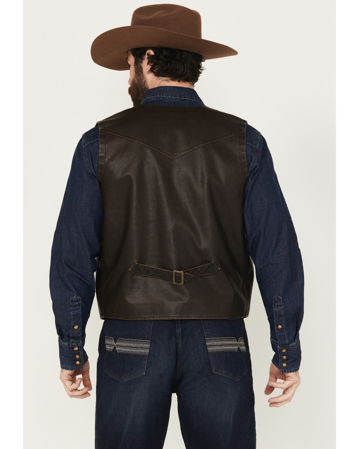 Men's Durango Button-Down Faux Leather Vest Brown