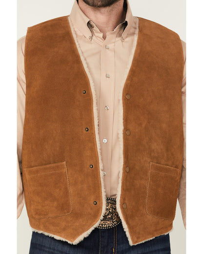 Men's Sherpa Lined Suede Snap Vest Russett