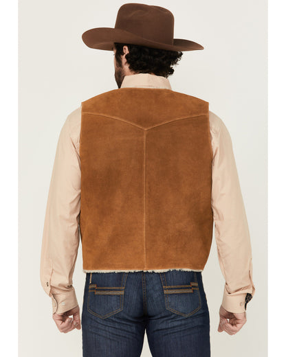 Men's Sherpa Lined Suede Snap Vest Russett